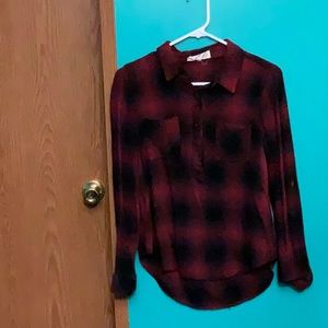 Black and red button up